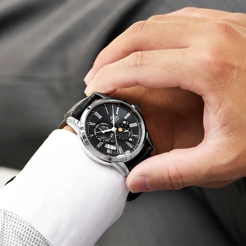 Orient Sun & Moon Automatic Black Dial Men's Watch- RA-AK0010B